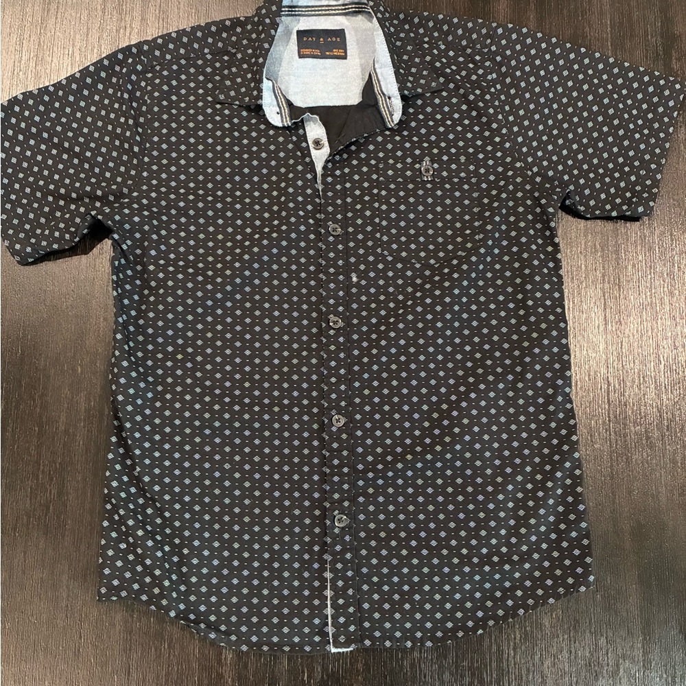 Boys’ Black and Blue Button Down Shirt with Classic Style